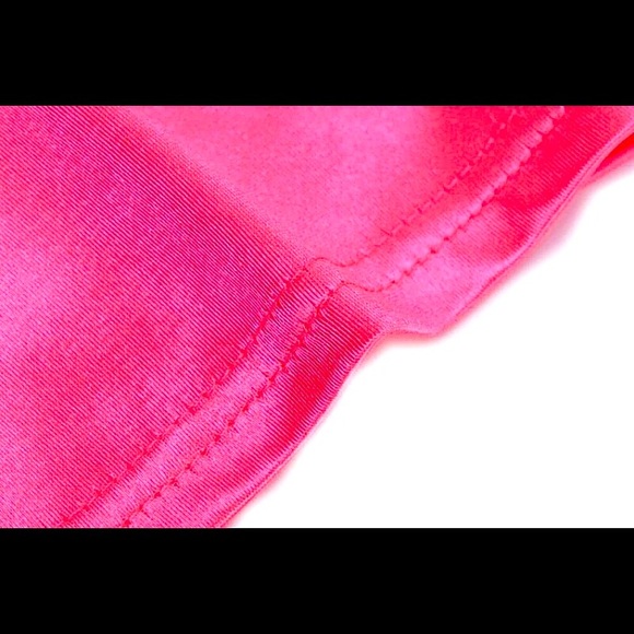 Neon pink feather trim strapless cropped tube top - Picture 11 of 14